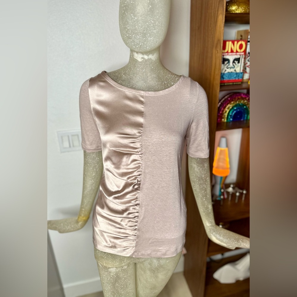 Fabiana Filippi Italy Linen/Silk Cream Wide Neck Short Sleeve TShirt. Size S